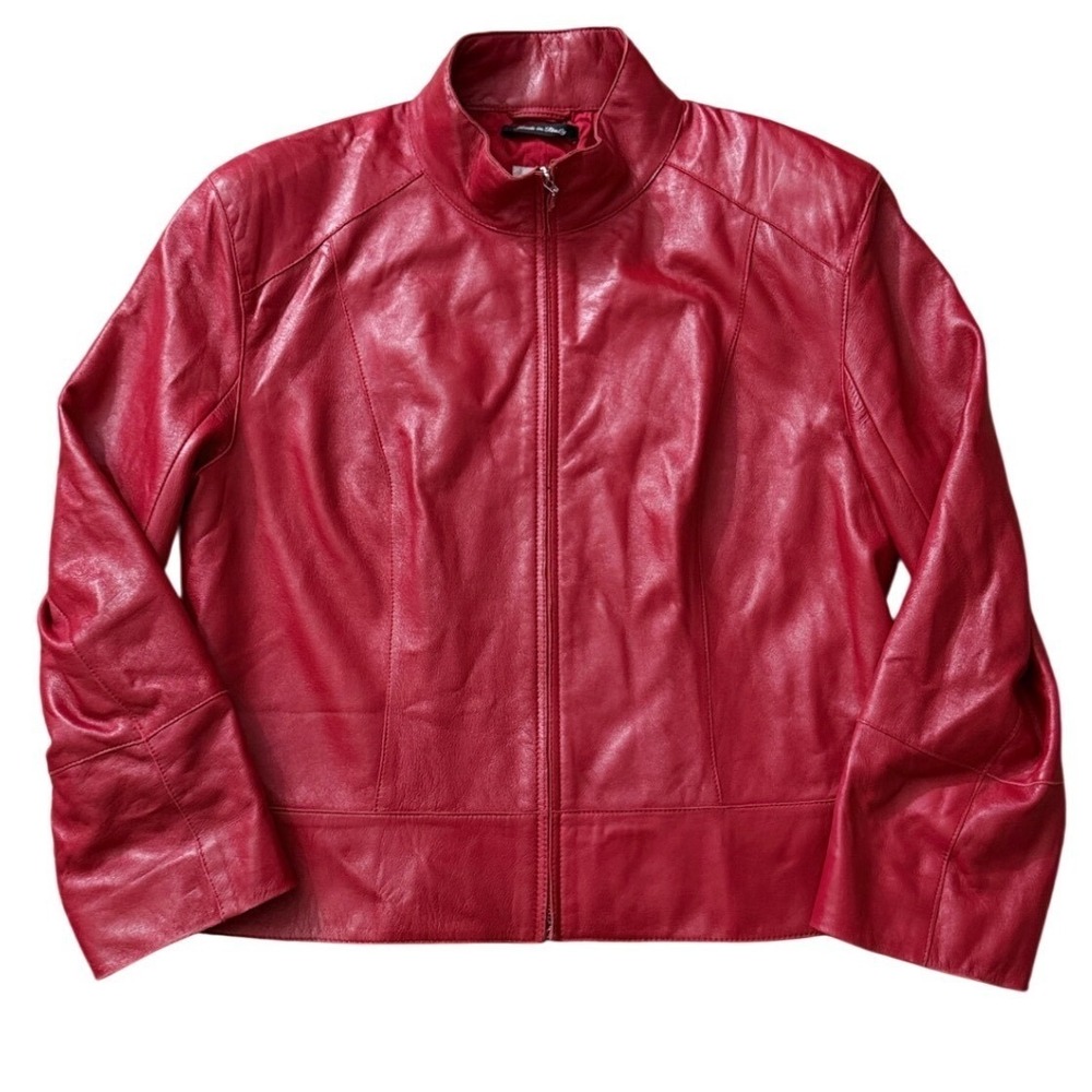 Di Bello‎ Collezione Red Lambskin Nappa Leather Jacket Made in Italy 48 ii28